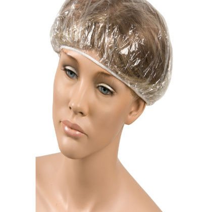 GORRO DUCHA PLEGADO PLASTICO TRANSPARENTE 100 UD