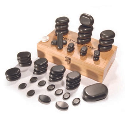 SET 45 PIEDRAS BASALTO EN CAJA DE MADERA