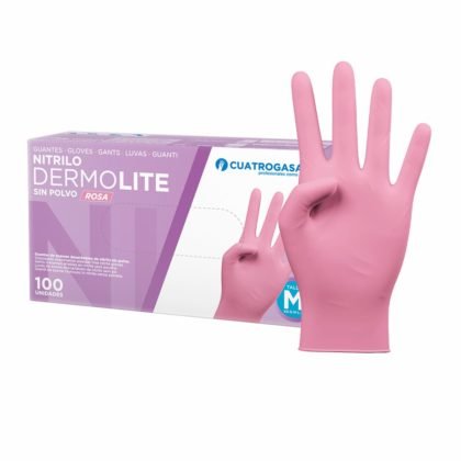 GUANTE NITRILO ROSA DERMOLITE 100 UD 3.5 GR