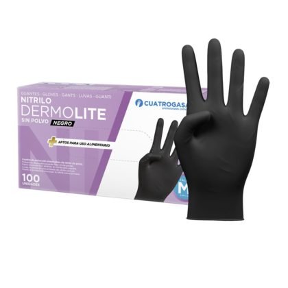 GUANTE NITRILO NEGRO DERMOLITE 100 UD 3.5 GR